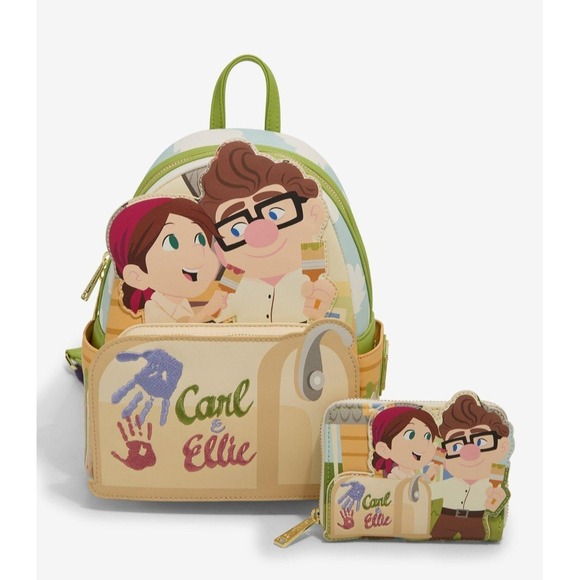 Loungefly Handbags - NEW! Loungefly Disney Pixar Up Carl & Ellie Mailbox Paint Backpack & WALLET SET!